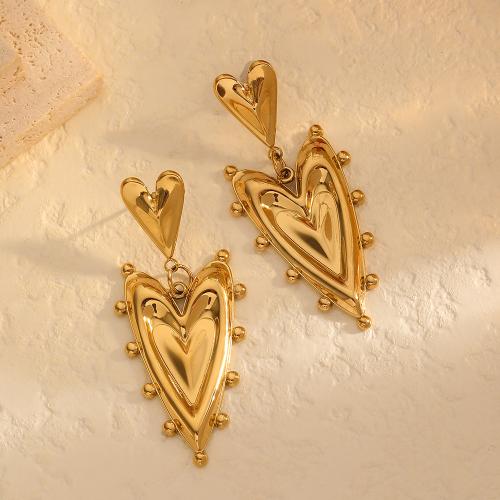 Titanium Staal Earring, Hart, gold plated, voor vrouw, Verkocht door pair