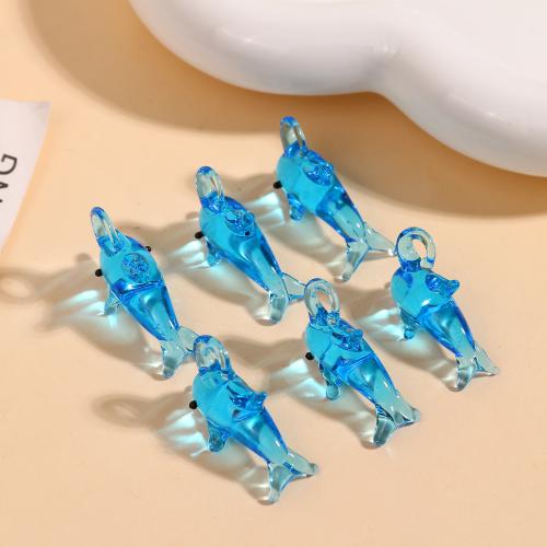 Fashion Lampwork Pendants Dolphin DIY blue Sold By PC