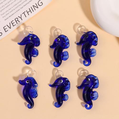 Fashion Lampwork Pendants Seahorse DIY dark blue Sold By PC