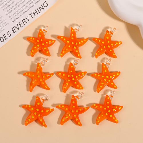 Fashion Lampwork Hangers, Bloem, DIY, oranje, 32x31mm, Verkocht door PC