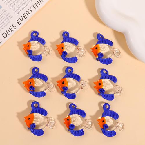 Fashion Lampwork Hangers, Vis, DIY, blauw, 38x55mm, Verkocht door PC