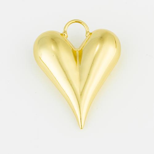 Messing hart hangers, gold plated, DIY, nikkel, lood en cadmium vrij, 39x29x10mm, Verkocht door PC