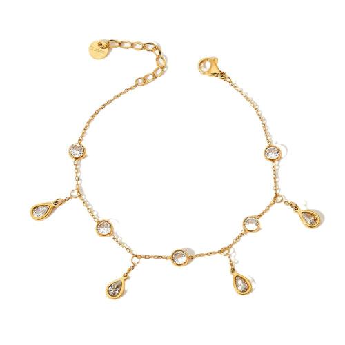 Roestvrijstalen Anklet, 304 roestvrij staal, met Cubic Zirconia, met 5cm extender keten, plated, mode sieraden & voor vrouw, meer kleuren voor de keuze, Lengte 21.5 cm, Verkocht door PC