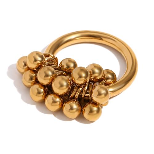 Anel de dedo de aço inoxidável, Aço inoxidável 304, 18K banhado a ouro, joias de moda & tamanho diferente para a escolha & para mulher, dourado, vendido por PC