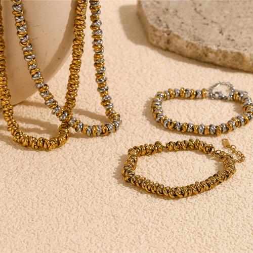 Fashion Stainless Steel Jewelry Sets 304 Stainless Steel with 5cm extender chain 18K gold plated fashion jewelry & for woman Length Approx 45 cm Approx 15 cm Sold By PC