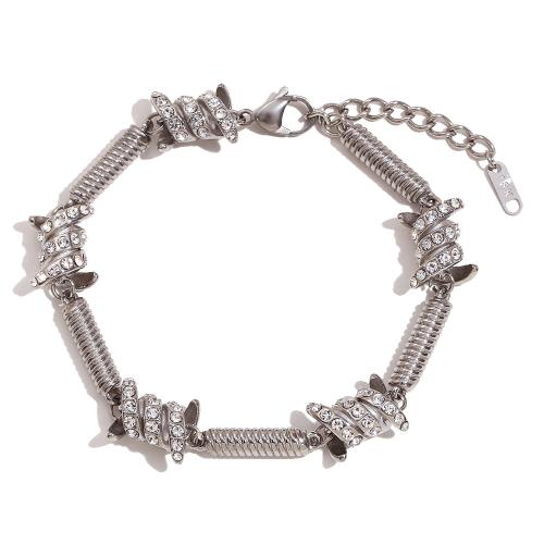 Edelstahl Schmuck Armband, 304 Edelstahl, mit Verlängerungskettchen von 5cm, Modeschmuck & für den Menschen & mit Strass, keine, Länge ca. 20 cm, verkauft von PC