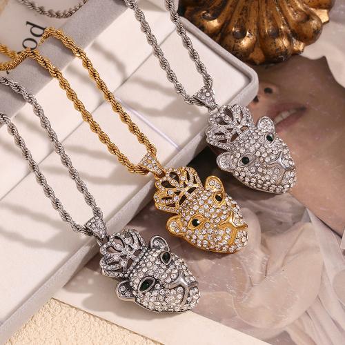 Stainless Steel Jewelry Necklace 304 Stainless Steel with 5cm extender chain fashion jewelry & for man & with rhinestone Length Approx 60 cm Sold By PC