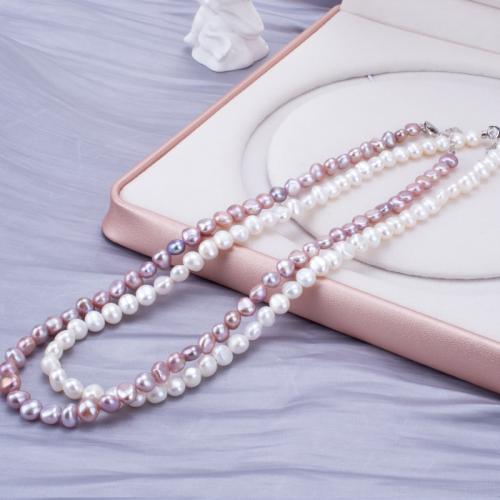 925 Sterling Silver Pearl Necklace Freshwater Pearl with 925 Sterling Silver fashion jewelry & for woman Length Approx 45 cm Sold By PC