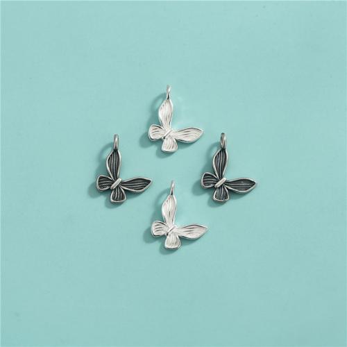 925 Sterling Sølv vedhæng, Butterfly, du kan DIY, flere farver til valg, 10.20x10.20mm, Solgt af PC