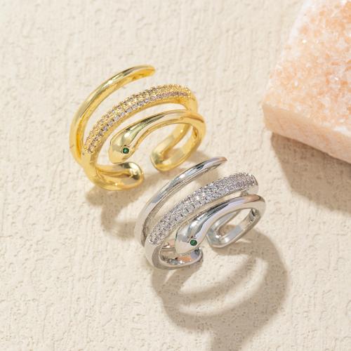 Brass Finger Ring Snake fashion jewelry & for woman & with rhinestone Sold By PC