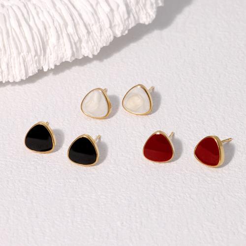 Stainless Steel Stud Earrings 304 Stainless Steel fashion jewelry & for woman & enamel Sold By Pair