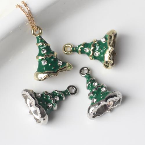 Zinc Alloy Christmas Pendants Christmas Tree plated Christmas Design & DIY & enamel nickel lead & cadmium free Approx 2mm Approx Sold By Bag