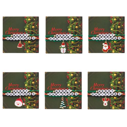 Pulseiras do  Natal, Fio de cera, with papel & liga de zinco & acrilico, feito à mão, Design de Natal & três peças & joias de moda & para mulher & esmalte, Mais cores pare escolha, comprimento Aprox 18 cm, vendido por Defina