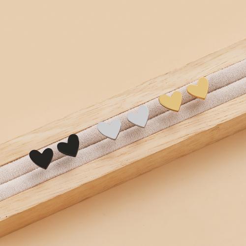 Stainless Steel Stud Earrings 304 Stainless Steel Heart Vacuum Ion Plating fashion jewelry & for woman Sold By Bag