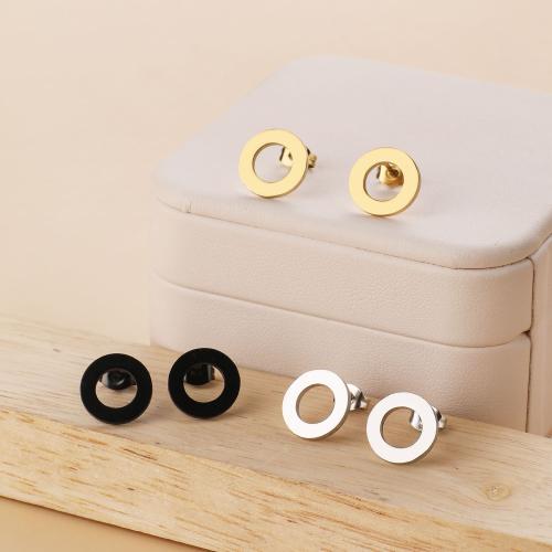 Stainless Steel Stud Earrings 304 Stainless Steel Donut Vacuum Ion Plating fashion jewelry & for woman & hollow Sold By Bag