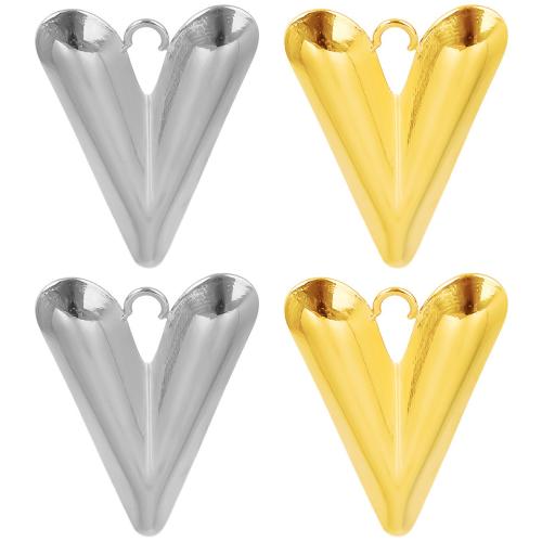 Stainless Steel Heart Pendants 304 Stainless Steel Vacuum Ion Plating DIY Sold By PC