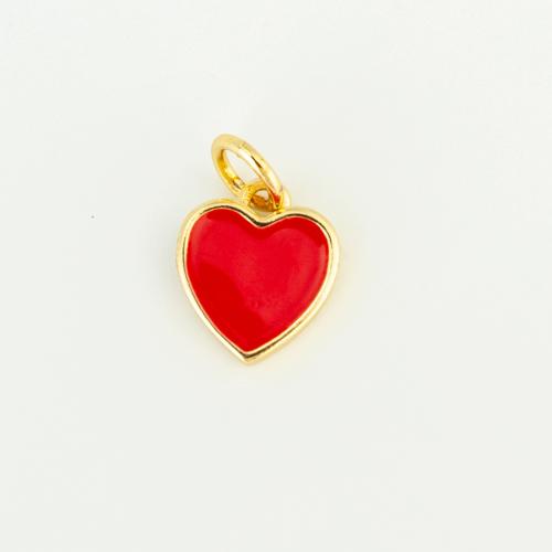 Brass Heart Pendants gold color plated DIY & enamel nickel lead & cadmium free Sold By PC