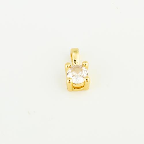 Terningformet Zirkon Micro Pave Messing vedhæng, guldfarve belagt, du kan DIY & Micro Pave cubic zirconia, nikkel, bly & cadmium fri, 9x5x4mm, Solgt af PC