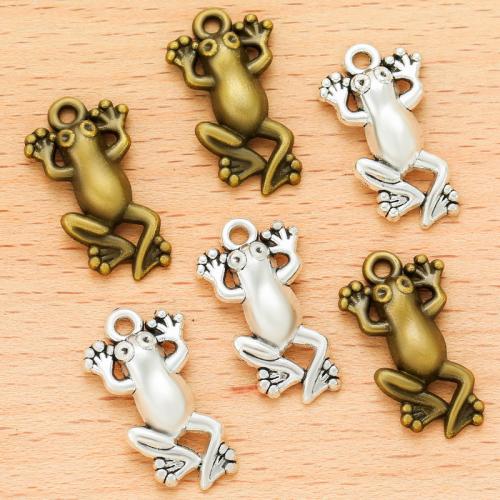 Sinc Alloy Pendants Ainmhithe, Frog, plátáilte, DIY, dathanna níos mó le haghaidh rogha, 22x13mm, 100ríomhairí pearsanta/Mála, Díolta De réir Mála