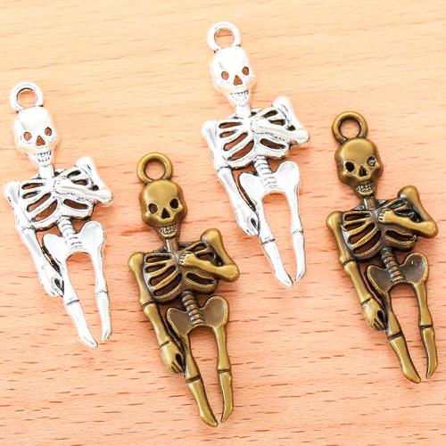 Zinc Alloy Skull Pendler, forgyldt, du kan DIY, flere farver til valg, 43x15mm, 100pc'er/Bag, Solgt af Bag