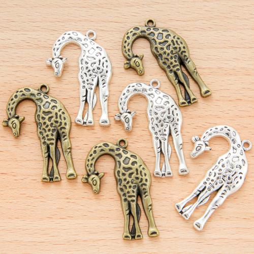 Zinc Alloy Animal Pendler, Giraffe, forgyldt, du kan DIY, flere farver til valg, 42x29mm, 100pc'er/Bag, Solgt af Bag