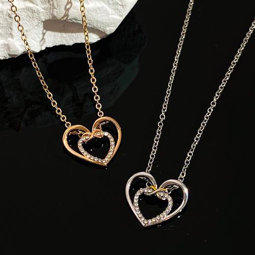 Zinc Alloy Jewelry Necklace with 1.96 Inch extender chain plated for woman & with rhinestone & hollow Length 17.71 Inch Sold By PC