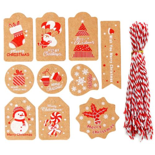 Kraft Hanging Ornaments printing Christmas Design & mixed pattern Sold By Bag