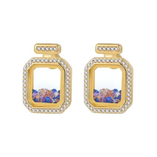 Cubic Zirconia Micro Pave Brass Earring with Glass plated micro pave cubic zirconia & for woman Sold By Pair