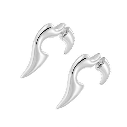 Mässing Stud Örhänge, plated, för kvinna, silver, 35x23mm, Säljs av Par