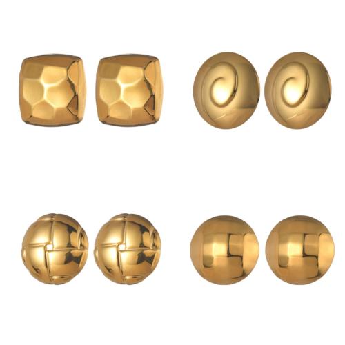 Stainless Steel Stud Øreringe, 304 rustfrit stål, forgyldt, forskellige stilarter for valg & for kvinde, guld, Solgt af par