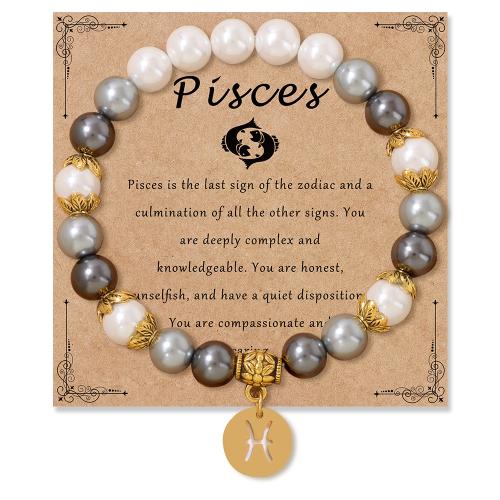 Zinc Alloy Bracelet with Shell Pearl handmade Zodiac symbols jewelry & Unisex golden Sold By PC