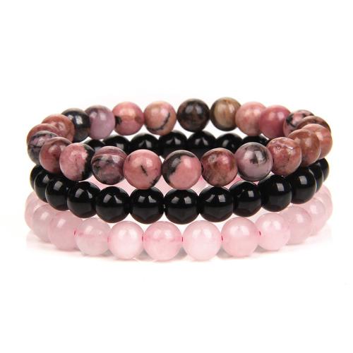 Gemstone Bracelets Natural Stone three pieces & Unisex Sold By Set