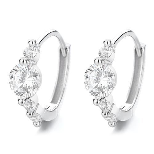 925 sterling silver Huggie Hoop Earring, micro bana cubic zirconia & för kvinna, fler färger för val, 15.70x13mm, Säljs av Par