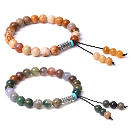 Gemstone Bracelet, le Sinc Alloy, ábhair éagsúla do rogha & unisex, Fad Thart 7.3 Inse, Díolta De réir PC