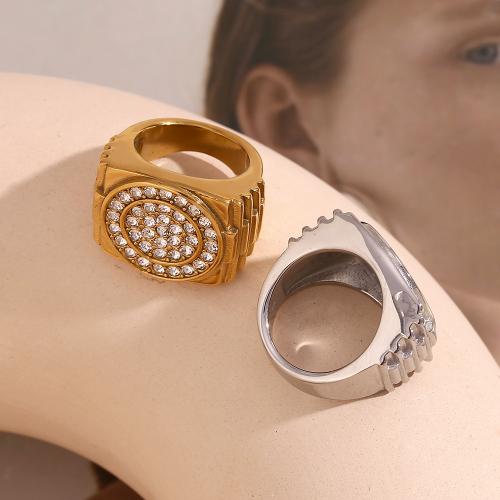 Rhinestone Stainless Steel Finger Ring 304 Stainless Steel fashion jewelry & for man & with rhinestone Sold By PC