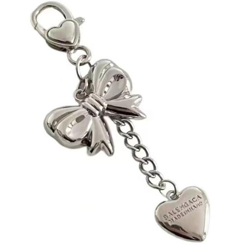 Bag Purse Charms Keyrings Keychains Zinc Alloy Unisex silver color 100mm Sold By PC