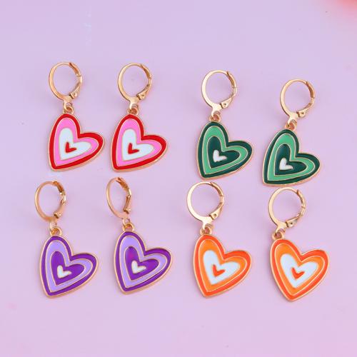 Pendientes de Aleación de Zinc, Corazón, Joyería & para mujer, más colores para la opción, 25mm, Vendido por Par