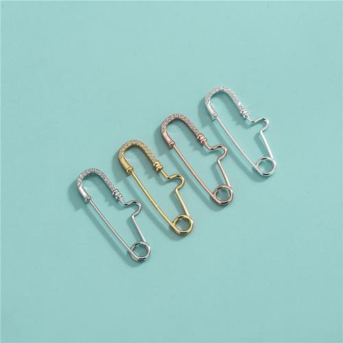 925 Sterling Zilver Pins, DIY & micro pave zirconia, gemengde kleuren, 28x8.30mm, Ca 4pC's/Lot, Verkocht door Lot