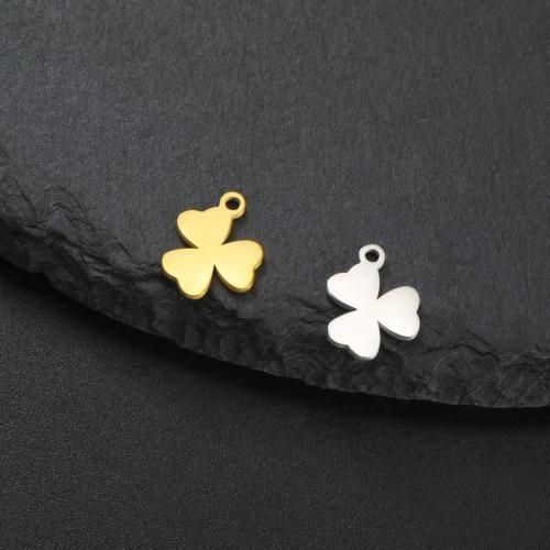 Roestvrij stalen sieraden Hangers, 304 roestvrij staal, Three Leaf Clover, DIY, meer kleuren voor de keuze, 11x8mm, Verkocht door PC