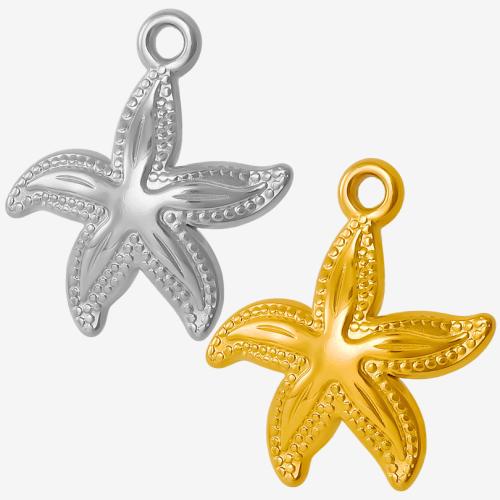 Rustfrit stål Animal Pendler, 304 rustfrit stål, Starfish, du kan DIY, flere farver til valg, 23x25mm, Solgt af PC