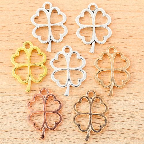 Zamak Clover Hanger, Zinc Alloy, Four Leaf Clover, plated, DIY, meer kleuren voor de keuze, 24x17mm, 100pC's/Bag, Verkocht door Bag