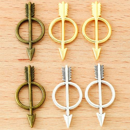 Sinc Alloy Pendants, Arrow, plátáilte, DIY, dathanna níos mó le haghaidh rogha, 29x13mm, 100ríomhairí pearsanta/Mála, Díolta De réir Mála