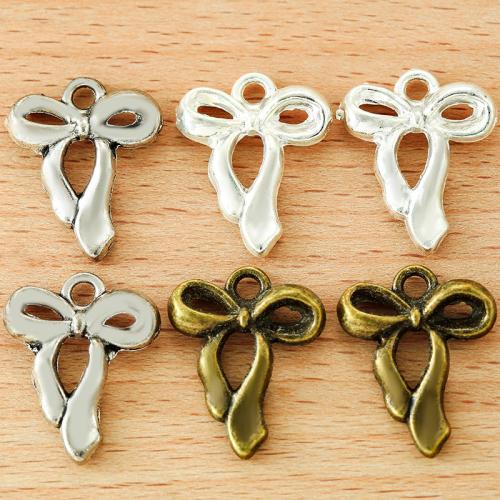 Zinc Alloy Bowknot Pendler, forgyldt, du kan DIY, flere farver til valg, 22x18mm, 100pc'er/Bag, Solgt af Bag