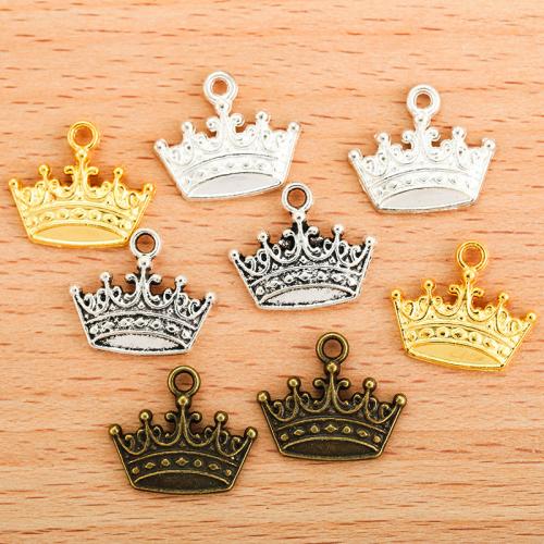 Sinc Alloy Crown Pendants, Corónach, plátáilte, DIY, dathanna níos mó le haghaidh rogha, 17x15mm, 100ríomhairí pearsanta/Mála, Díolta De réir Mála