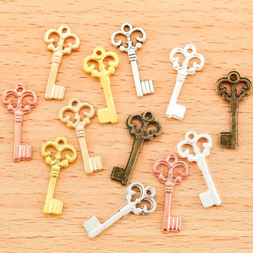 Zinc Alloy Key riipukset, Sinkkiseos, Avain, päällystetty, tee-se-itse, enemmän värejä valinta, 21x10mm, 100PC/laukku, Myymät laukku