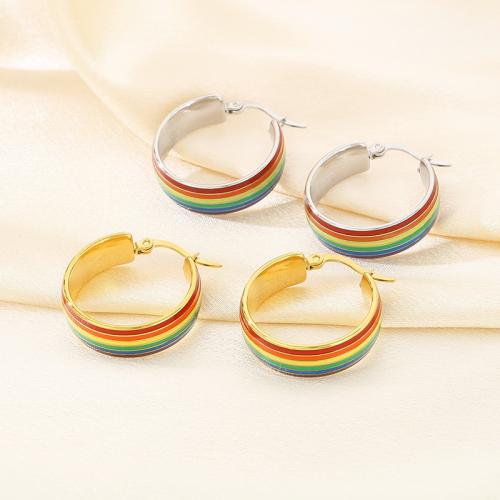 Stainless Steel Stud Earrings 304 Stainless Steel plated fashion jewelry & enamel Sold By Pair