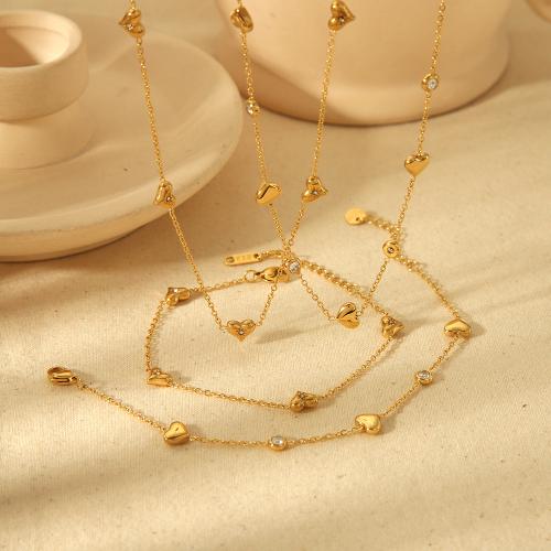 Jewelry Sets Titanium Steel gold color plated fashion jewelry & with rhinestone golden Sold By PC