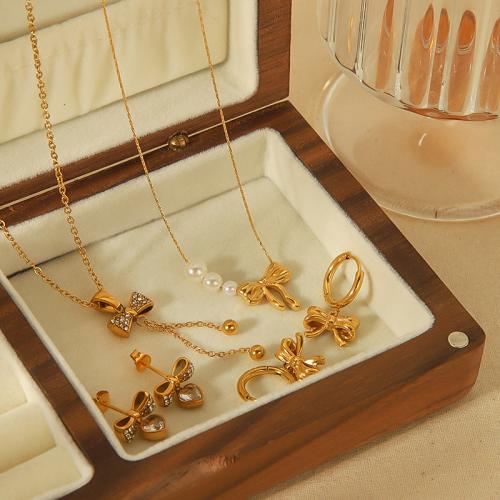 Jewelry Sets Titanium Steel gold color plated fashion jewelry  & with rhinestone golden Sold By PC