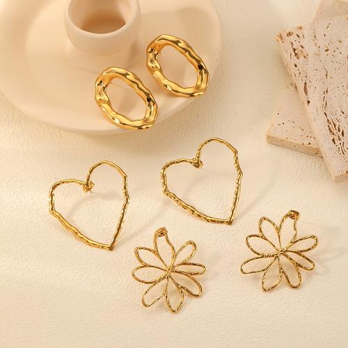 Titanium Steel  Earring gold color plated fashion jewelry golden Sold By Pair