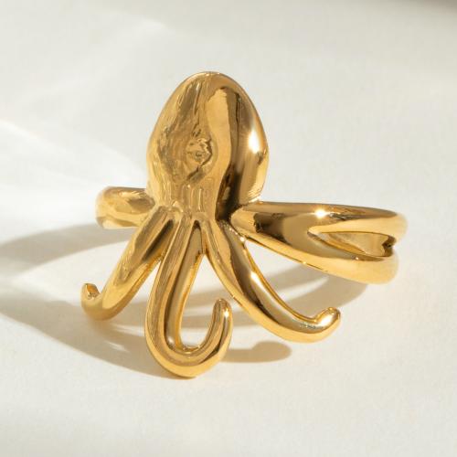 Vinger Ring in edelstaal, 304 roestvrij staal, gold plated, mode sieraden, gouden, Verkocht door PC